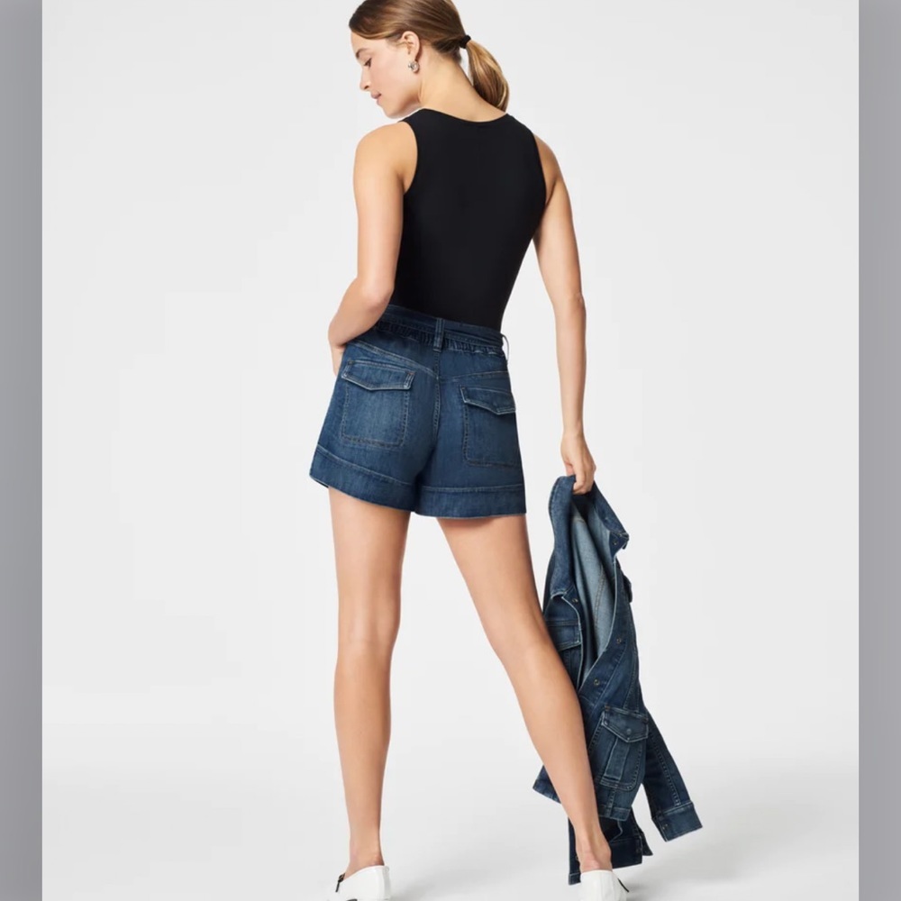 SPANX Tie-Waist Summer Denim Shorts - Picture 2 of 8